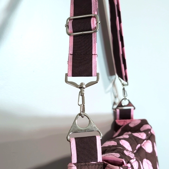 Belvah Beauty and Quality Pink/Brown Polkadot Quilted Tote Bag/Messenger Bag. - Picture 7 of 15